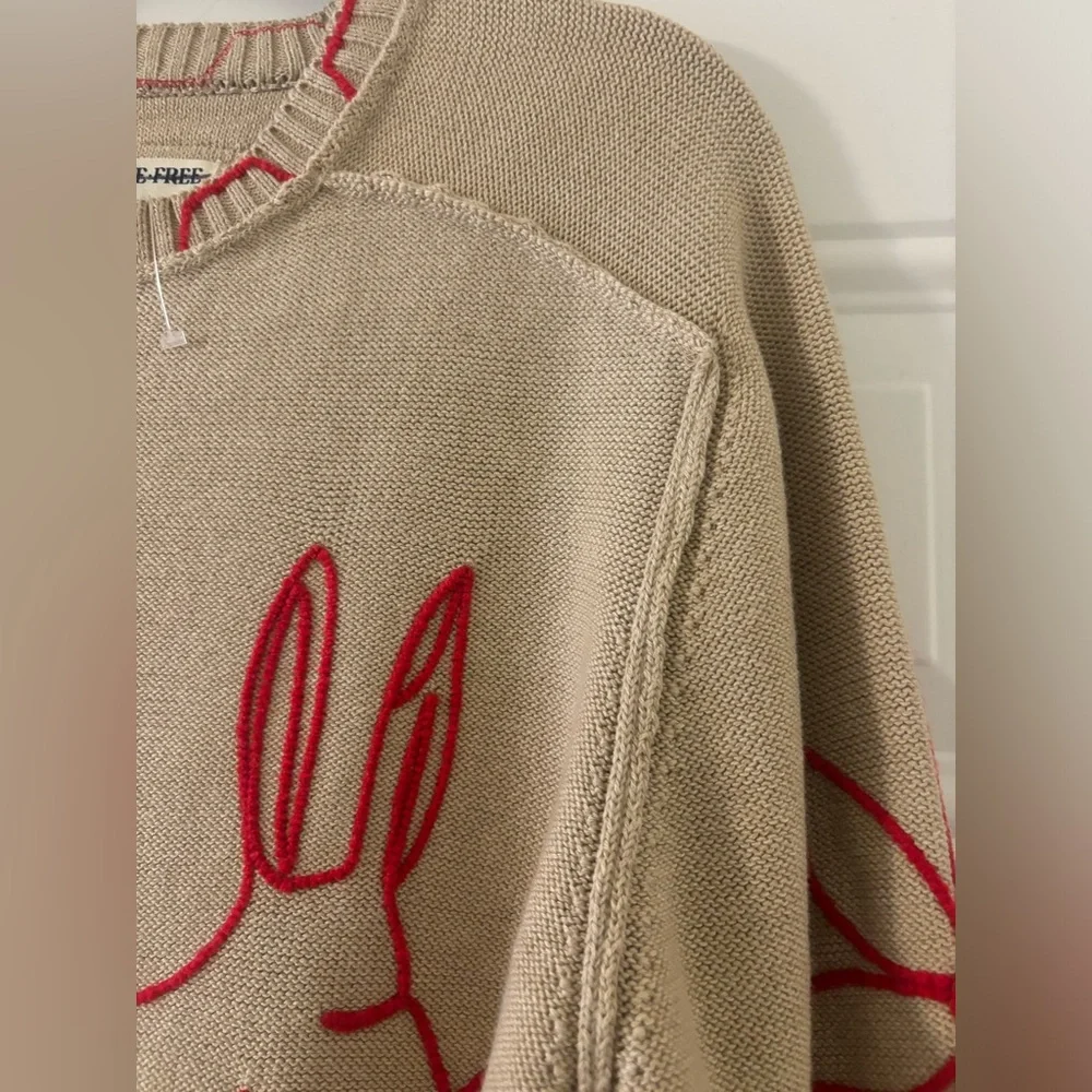 Free People We The Free Graphic Crewneck Sweater Embroidered Bunny Size … - Picture 10 of 15